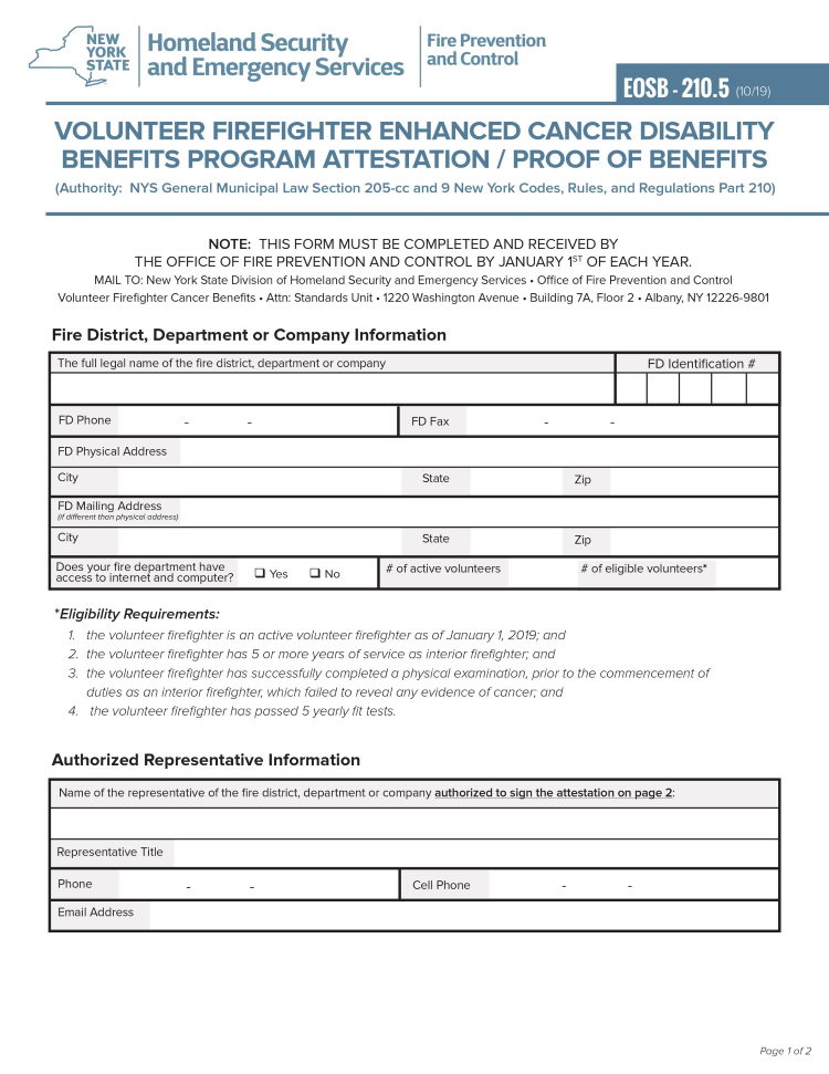 Volunteer Firefighter Enhanced Cancer Disability Benefits Program