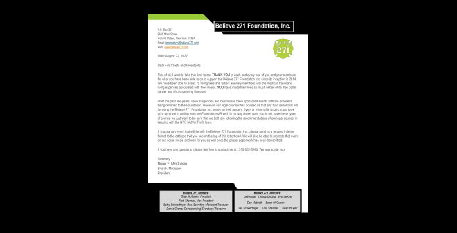 Believe 271 Foundation Sponsoring Requirement