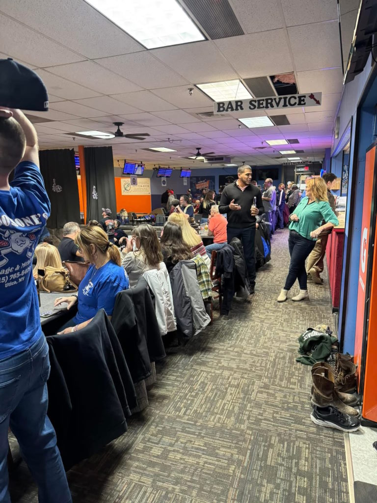 People at bowling alley